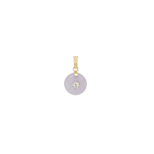 Jade Purple Round Pendant (14K).