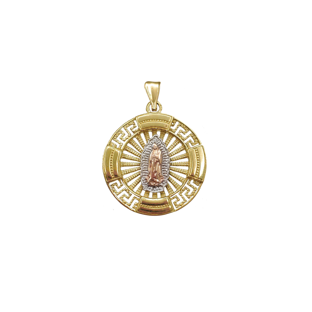 Tri-Color Virgin Mary Pendant (14K)
