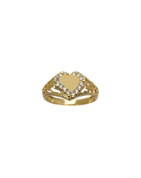 Cubic Zirconia Vintage Heart Ring (14K)