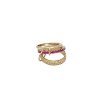 Zirconia Connected 3-Piece Stack Ring (14K)