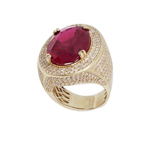 Zirconia  Oval-Halo Men Ring (14K)