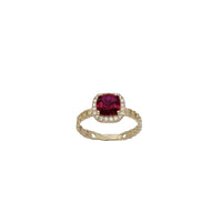 Birthstone Cushion CZ Halo Cuban Ring (14K)