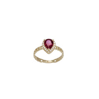 Birthstone Pear CZ Cuban Ring (14K)