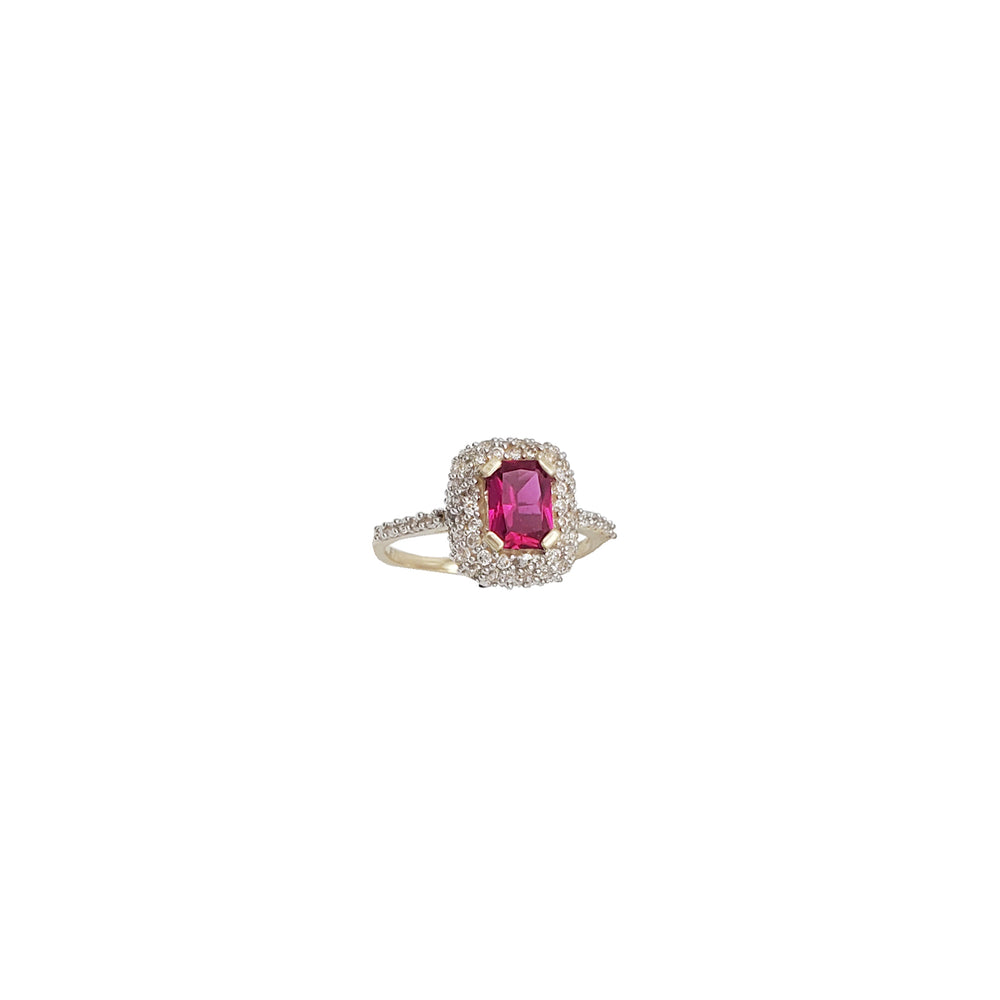 Emerald-Cut Red Stone  Ring (14K)