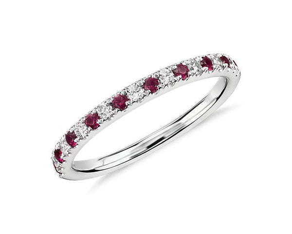Ruby & Diamond Half Eternity  Ring （14k）