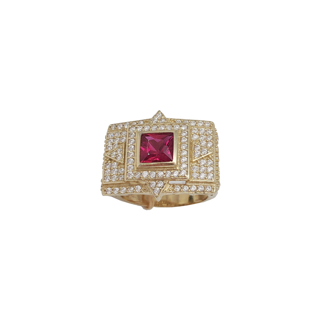 Men's Fashionable Red Stone  Ring (10k)