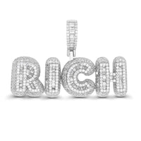 Iced-Out "RICH" Pendant (Silver)