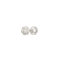 Zirconia Round Stud Earrings (Silver)