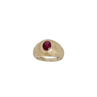 Oval Shape Red Stone School Ring 2023 (14K)