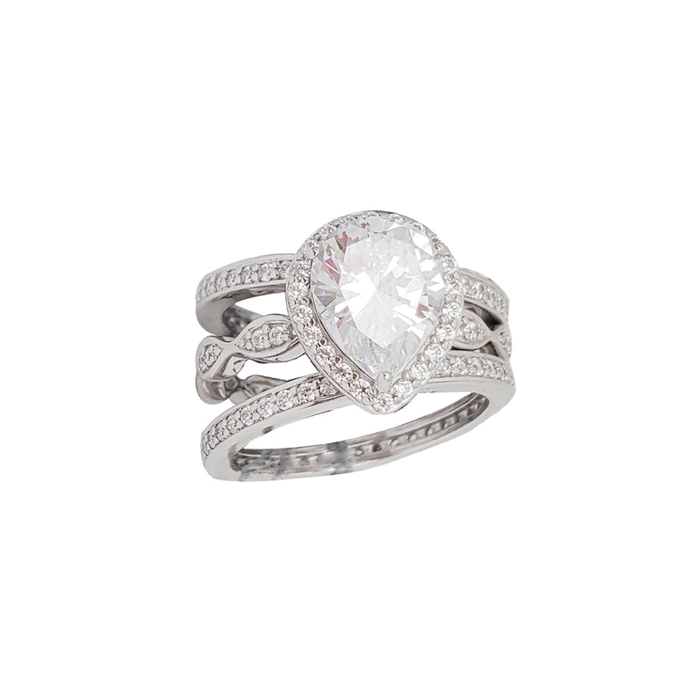 3-Pieces Set Engagement Ring (Silver)