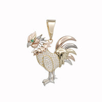 Diamond Fighting  Rooster Pendant (14K)