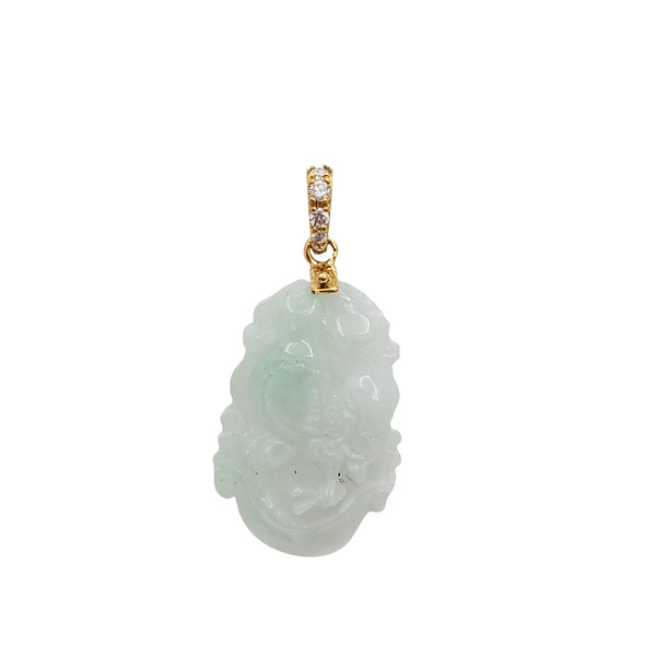 Jade Rooster Pendant (14K)