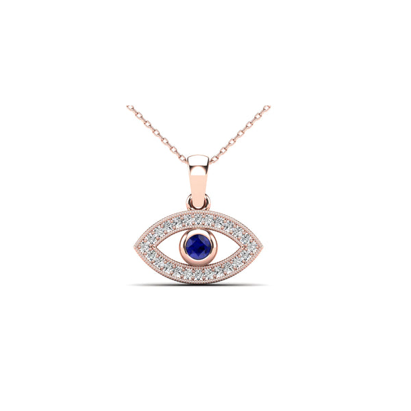 Blue Eye Diamond Evil Eye Pendant (14K)