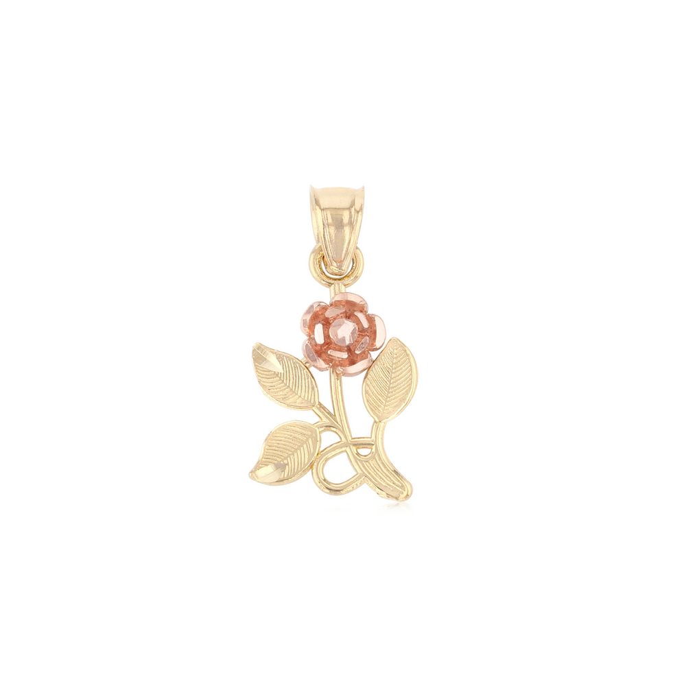 Two Tone Diamond Cut Rose Pendant (14K)