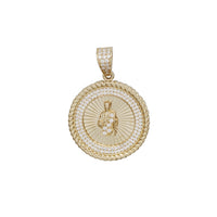Zirconia Textured Halo Saint Jude Pendant (14K)