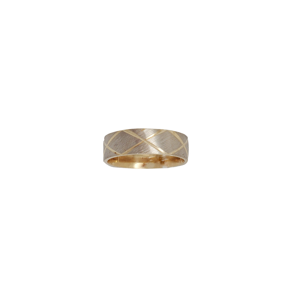 Diamond-cut Two-Tone Wedding Band Ring (14K)