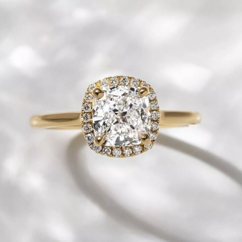Cushion Engagement Ring (Yellow Silver)
