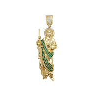 Yellow Gold Saint Jude CZ Green Stones Pendant (14K)