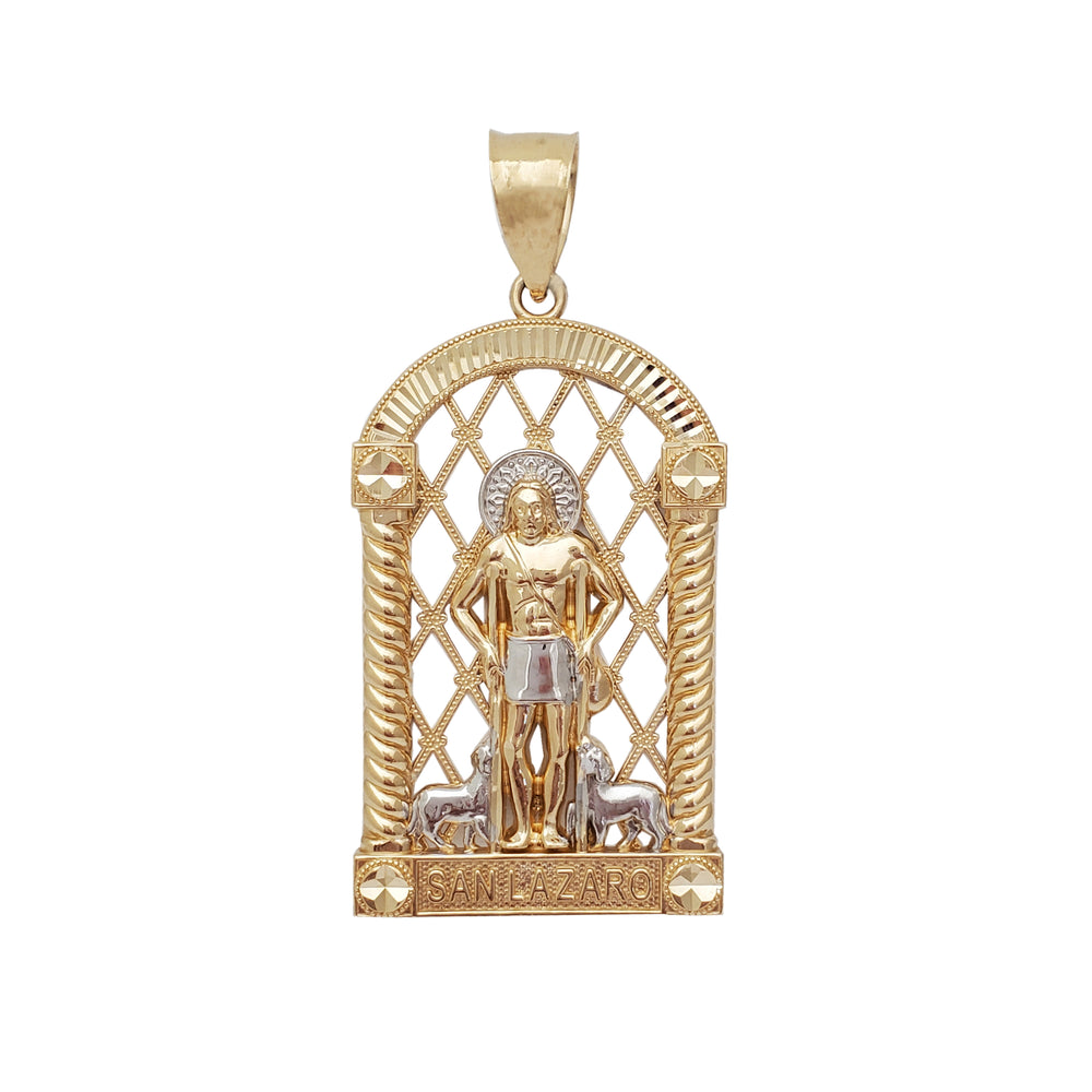 Two-Tone Saint Lazarus Pendant (14K)
