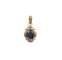 Oval Shape Blue Sapphire Pendant (14K)