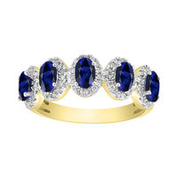 Diamond Halo Sapphire Ring (14K)
