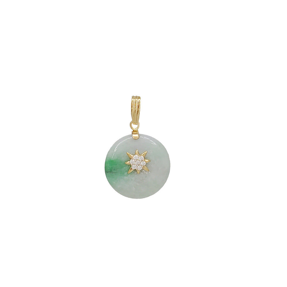 Polaris Zirconia Round Jade Pendant (14K)