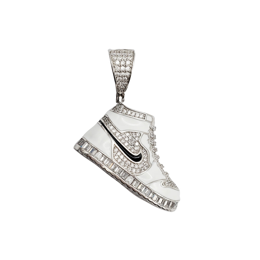 Zirconia Enamel Sneaker Shoe Pendant (Silver)
