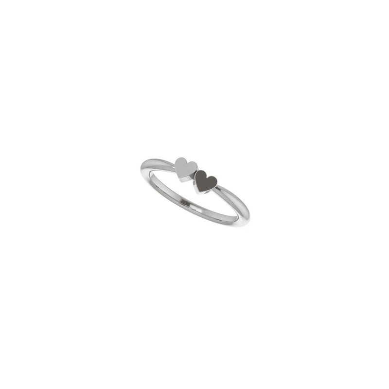 2-Heart Engravable Ring (Silver) diagonal - Popular Jewelry - New York