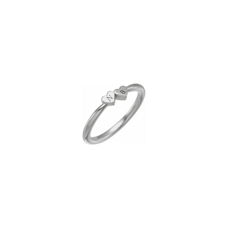 2-Heart Engravable Ring (Silver) engraved - Popular Jewelry - New York