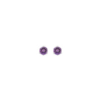 Завушніцы-гваздзікі з натуральным круглым аметыстам 4 мм (срэбра) спераду - Popular Jewelry - Нью-Ёрк