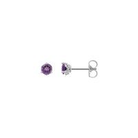 Завушніцы-гваздзікі з натуральным круглым аметыстам 4 мм (срэбра) асноўны - Popular Jewelry - Нью-Ёрк