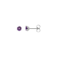 4 mm Natural Round Amethyst Stud Earrings (Silver) main - Popular Jewelry - New York