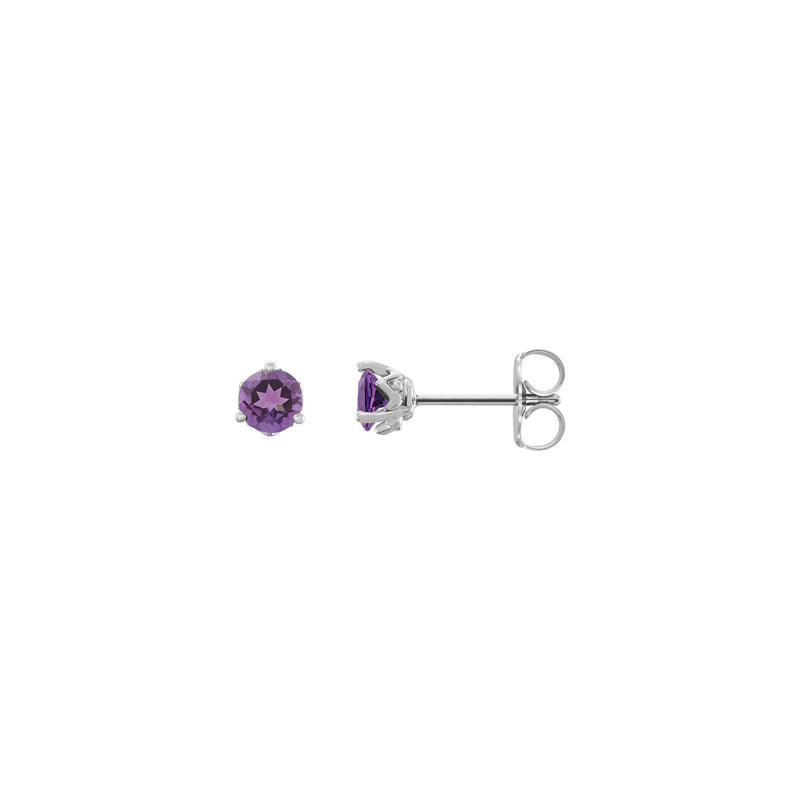 4 mm Natural Round Amethyst Stud Earrings (Silver) main - Popular Jewelry - New York