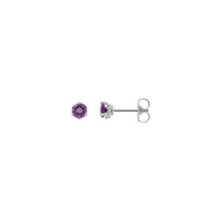 4 mm Round Natural Amethyst Stud Earrings (Silver) main - Popular Jewelry - New York
