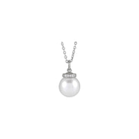 Akoya biserna dijamantska ogrlica (srebrna) sprijeda - Popular Jewelry - Njujork