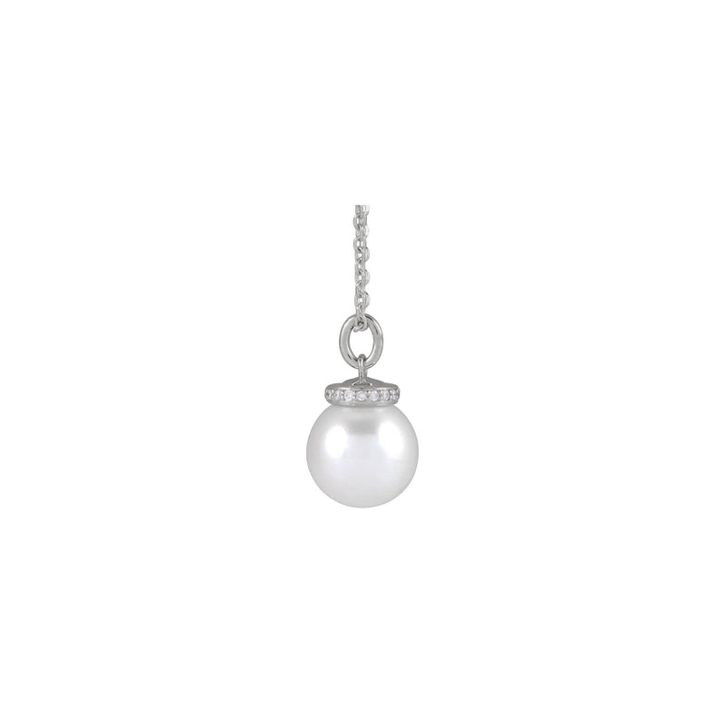 Akoya Pearl Diamond Necklace (Silver) side - Popular Jewelry - New York