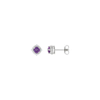 Amethyst and Natural Diamond Accent Halo Stud Earrings (Silver) main - Popular Jewelry - New York