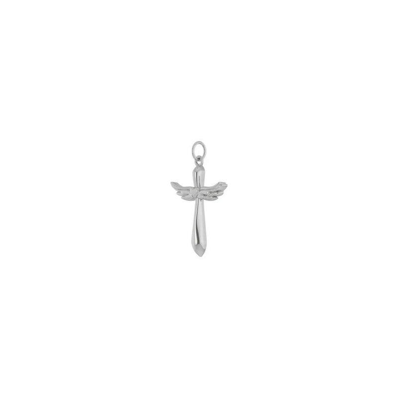 Angel Wings Heart Cross Pendant (Silver) diagonal - Popular Jewelry - New York