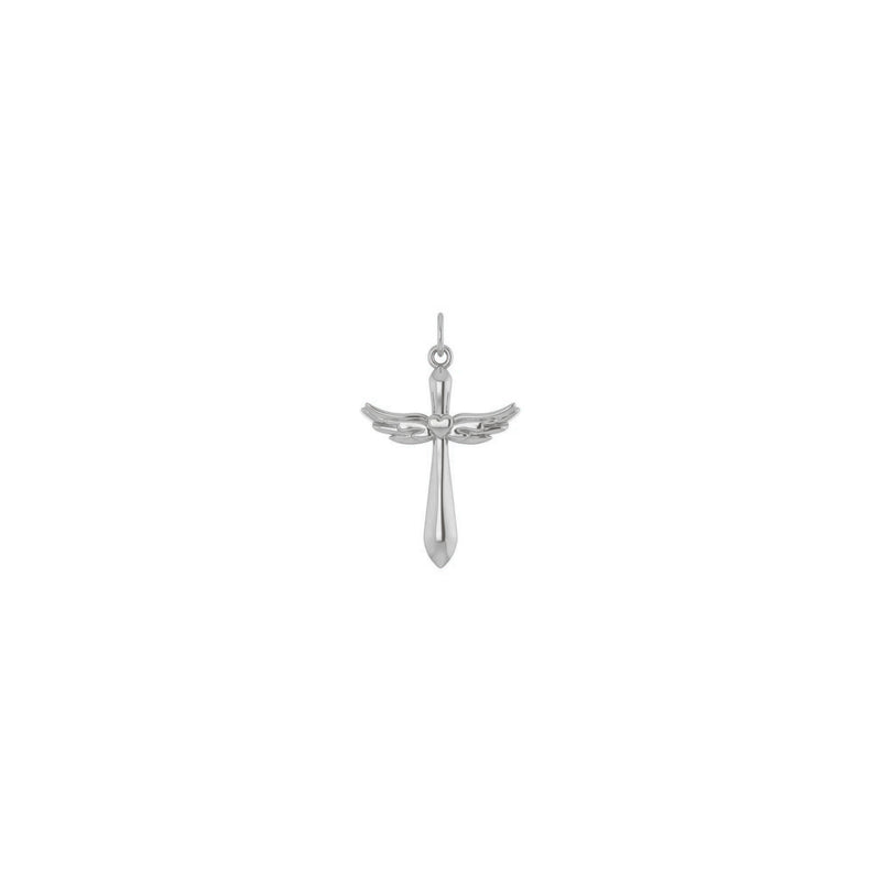 Angel Wings Heart Cross Pendant (Silver) front - Popular Jewelry - New York