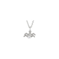 Aquarius Zodiac Sign Diamond Necklace (Silver) front - Popular Jewelry - Eabhraig Nuadh