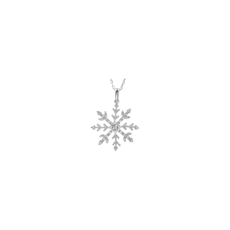 Beaded Snowflake CZ Cable Necklace (Silver) front - Popular Jewelry - New York