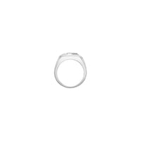 Schwaarz Onyx an Diamant Bezel-Set Ring (Sëlwer) Astellung - Popular Jewelry - New York