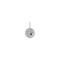 Zila safīra un baltā dimanta Mežāža medaljona kulons (sudraba) priekšpuse - Popular Jewelry - Ņujorka