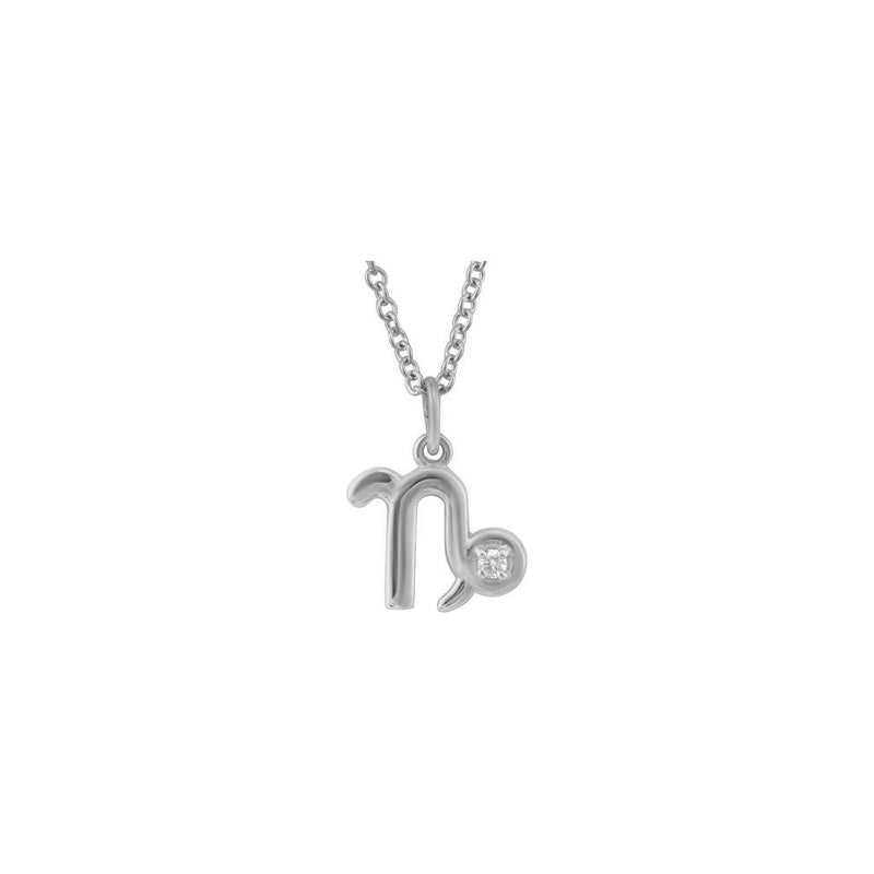 Capricorn Zodiac Sign Diamond Necklace (Silver) front - Popular Jewelry - New York