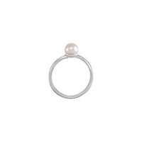 养殖 Akoya 珍珠与天然钻石自由形状戒指（银色）镶嵌 - Popular Jewelry  - 纽约