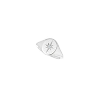 Diamond Shining Star Oval Signet Ring (Silver) diagonal - Popular Jewelry - Nova York