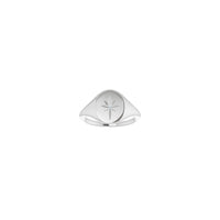 Diamond Shining Star Oval Signet Ring (Silver) front - Popular Jewelry - Nova York