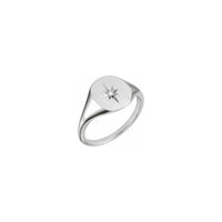 Diamond Shining Star Oval Signet Ring (Silver) main 2 - Popular Jewelry - Nova York