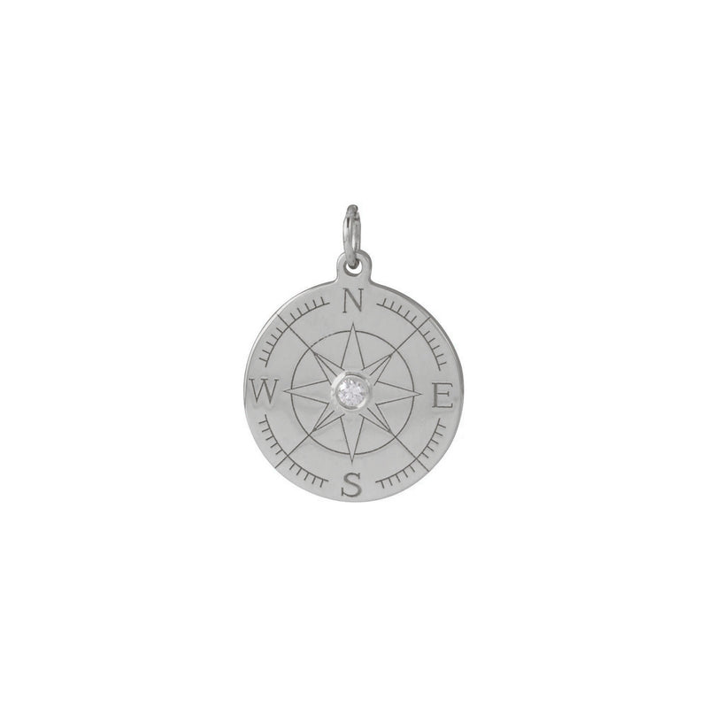 Diamond Voyager Compass Pendant (Silver) front - Popular Jewelry - New York