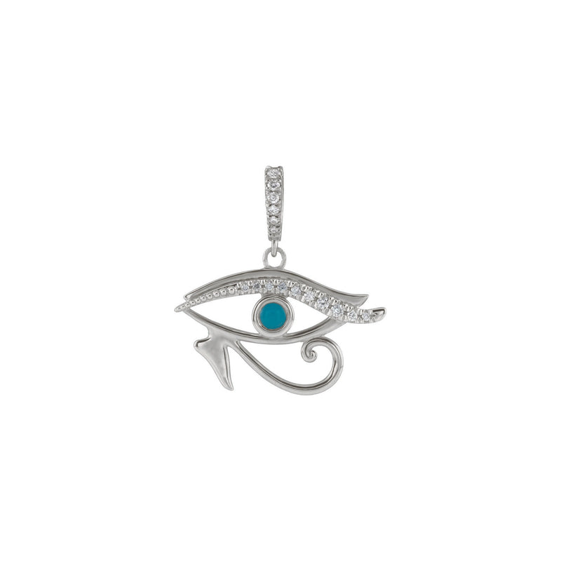 Diamond and Turquoise Eye of Horus Pendant (Silver) front - Popular Jewelry - New York